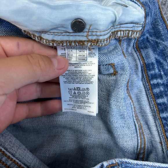 Brooks Brothers Jeans Mens 32X28 Blue Denim Cotton Stretch Straight Fit Distress - Picture 8 of 12